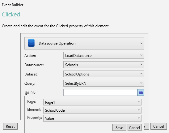 Picture showing the Datasource Operation Parameters. 